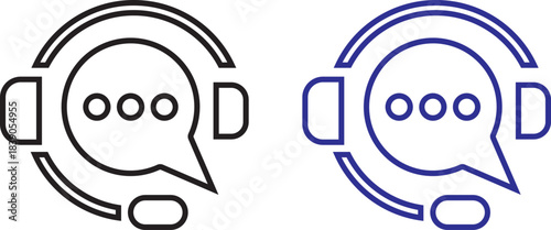customer support ai icon set. support and communication concept.  chat headphone sign. Customer Support and Communication. Ideal for virtual help tools.  Ideal for virtual help tools. Virtual help cha