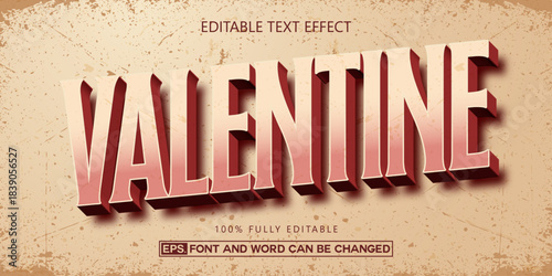 Happy valentine day, Editable vintage text effect style