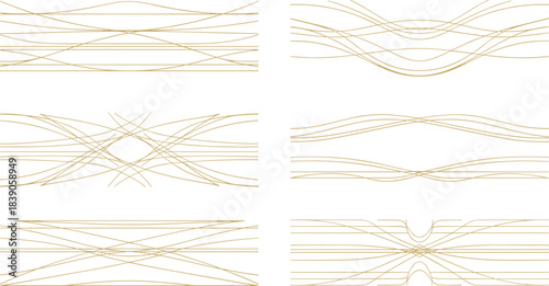 Energy band diagram set, vintage physics plots, abstract gold curves, solid-state structure, electronic wave pattern, scientific graphic layout
