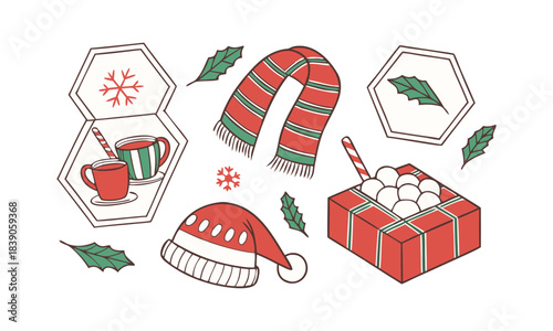Winter accessories elements vector collection illustration, easily editable. 