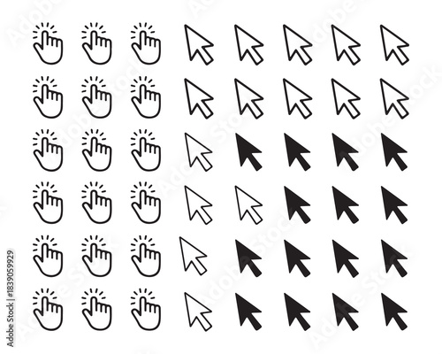 Set of mouse click icon, pointer hand icon vector, cursor pointer icons, mouse arrow symbol, vector illustration