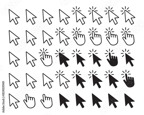 Set of mouse click icon, pointer hand icon vector, cursor pointer icons, mouse arrow symbol, vector illustration