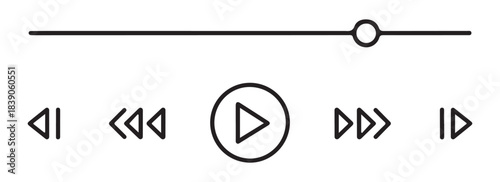 Minimalist media player interface with a circular play button and linear progress bar