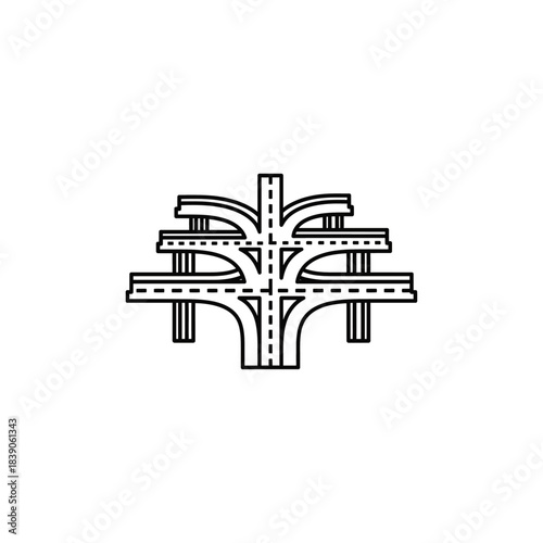 Multi level junction icon flat vector design.