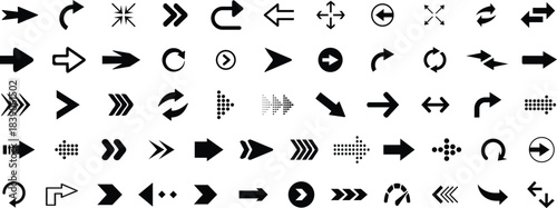Arrow icon set. Arrows big black set icons. Modern simple arrows. Collection different arrows