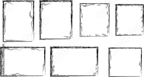Hand Drawn Doodle Sketch Border Frames Set
