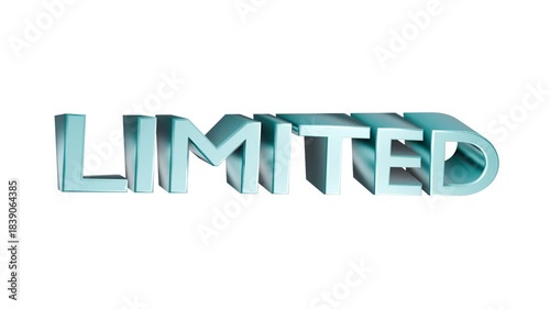 3D animated text “LIMITED” for limited editions, exclusive offers, and rare products. Perfect for advertising, social media, and marketing campaigns. Dynamic design creates a sense of urgency and excl