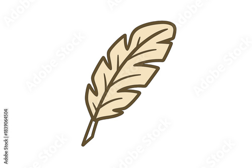 Stylized quill feather icon with brown outline detail