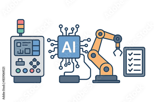 Robotic arm control panel and checklist for automated industrial process management