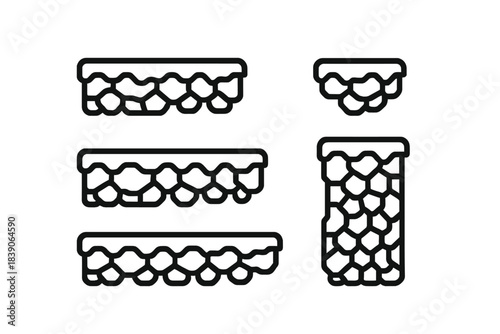 Stylized stone platform game assets featuring a distinct snow outline