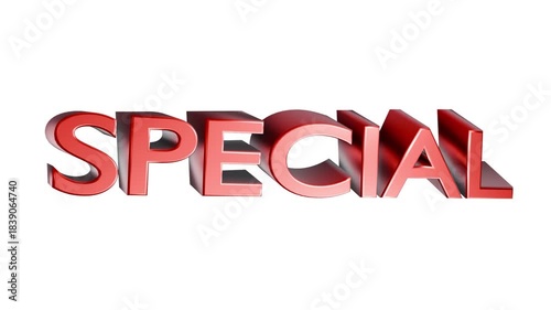 3D animated text “SPECIAL” for highlighting unique offers, promotions, and exclusive deals. Perfect for advertising, social media, and marketing campaigns. Eye-catching and dynamic style