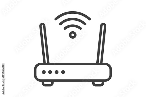 Wireless internet router with signal transmission icon outline