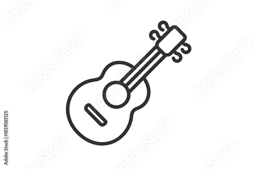 Simple outline icon of a small acoustic string instrument with tuning pegs