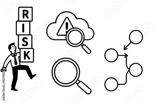 Business risk assessment and analysis concept icons for management strategy