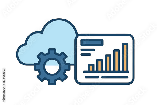 Cloud computing data analysis and processing concept icon for digital infrastructure