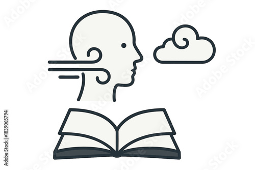 Mental clarity and open book concept icon for knowledge acquisition