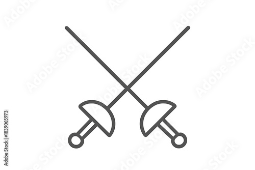 Outline icon of two crossed fencing swords symbolizing sport and competition
