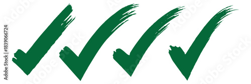 Check tick mark icon set. Green check mark vector symbol icon. Vector symbols set ,green checkmark isolated on white background. Brush strokes green check mark isolated on transparent