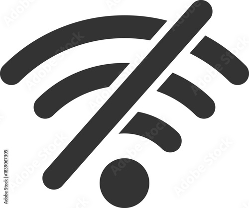 Wifi and wireless problem icon, No internet access crossed out symbol, Wifi signal icon with cross indicating no connection, Wifi and wireless problem icon or no wifi icon