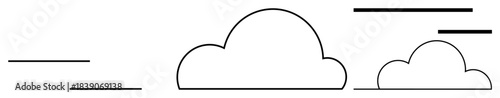 Weather, environment, climate, airflow, motion, graphical art. Two abstract cloud designs with horizontal wind lines. Weather and environment concept airflow and movement