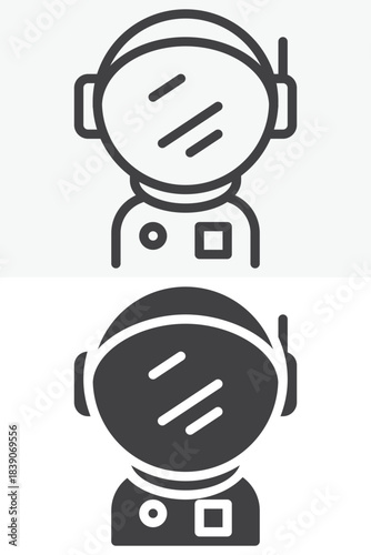 Astronaut helmet line and solid different style vector icon set