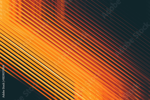 Diagonal abstract pattern of orange lines against a dark gradient background, high detail macro shot.