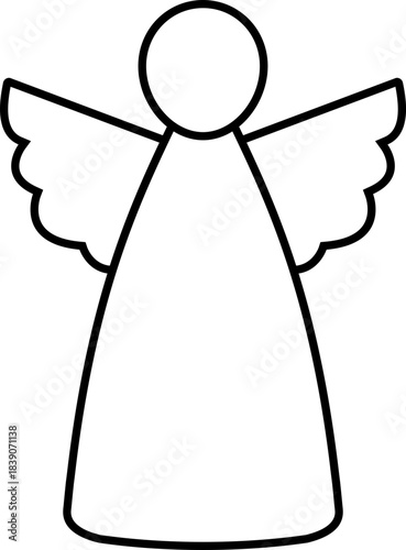 Christmas Angel Outline Icon Vector Isolated.
Angel Shape Template.
Holiday Line Art.
Personalized craft activities for children during winter holidays.