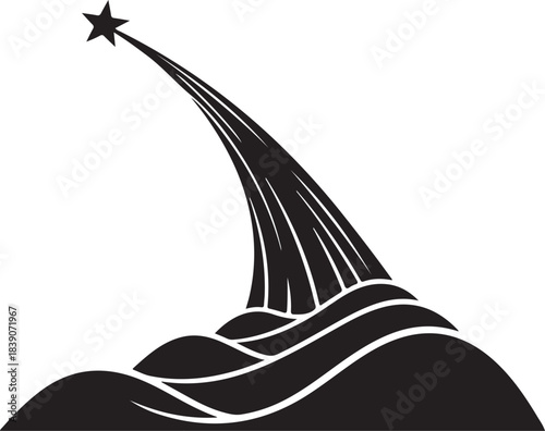 Shooting Star Over Abstract Waves comet space