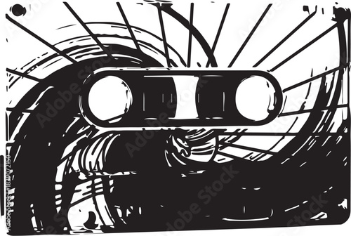 Stylized black and white audio cassette tape Keywords: audio cassette, cassette tape, music