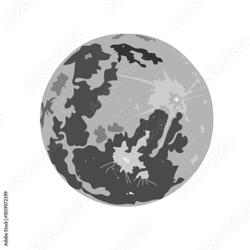 detailed hand-drawn vector illustration of the full moon with visible craters and texture, isolated on a white background