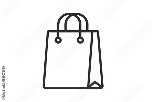 Minimalist outline icon of a shopping bag with handles for commerce