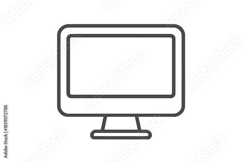 Outline icon of a desktop computer monitor display for technology concepts