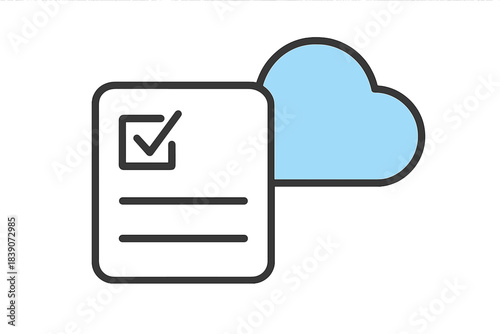 Cloud document synchronization confirmation icon design for data backup