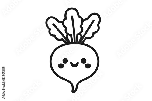 Happy radish vegetable character outline icon design