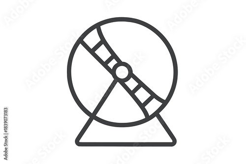 Outline icon of a hamster running wheel on a stand