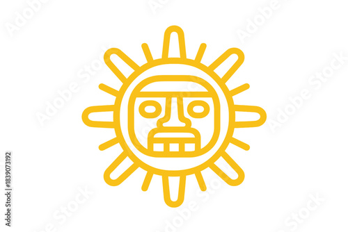 Stylized ancient sun deity face icon with prominent rays