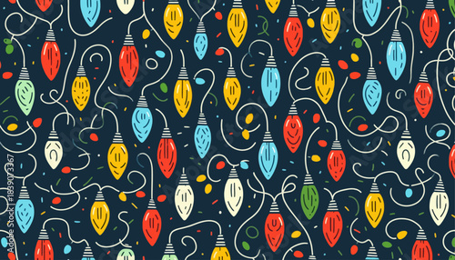 christmas string lights vector seamless pattern design