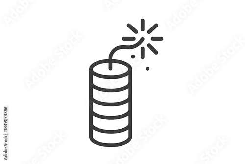 Minimalist line icon depicting a stick of dynamite with a burning fuse