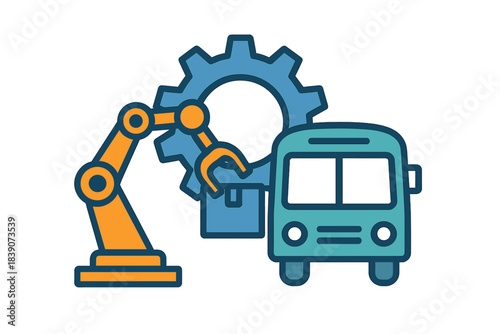 Automated robotic arm loading cargo onto a modern transport vehicle