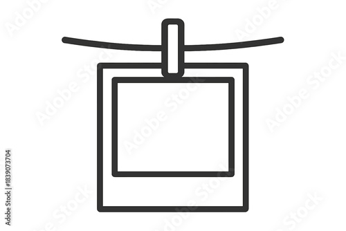 Instant photo frame hanging on clothesline with clip icon