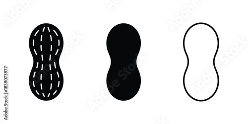 Peanut silhouette vector set on clean background