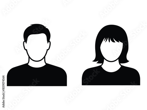 Male and Female User Avatar Profile Icons Silhouette Set Vector