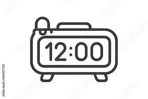 Digital alarm clock icon showing twelve oclock time