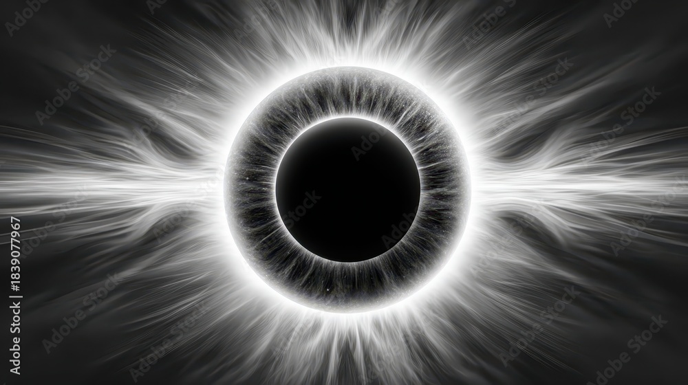 Obraz premium Black hole emits white light cosmic black hole with bright white light radiating outward