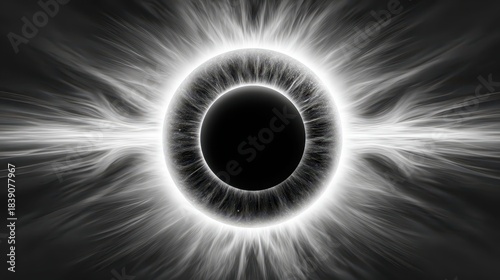 Black hole emits white light cosmic black hole with bright white light radiating outward