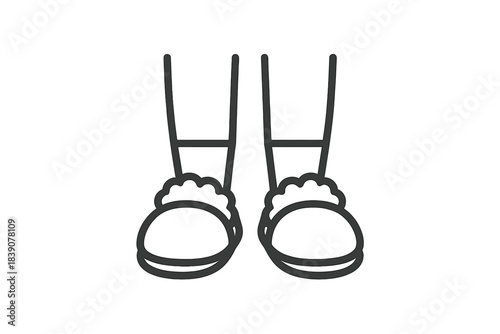 Cozy winter boots with fur trim simple outline icon