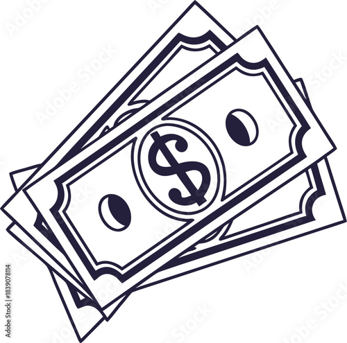 Simple outline of a dollar bill icon on a white background