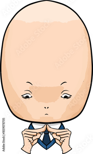 May you ask yourself, a big head man in suit looks confused and pensive vector illustration