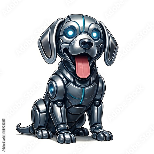 Futuristic Robotic Beagle Dog Portrait