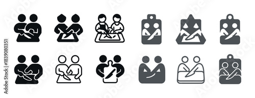 Simple icons of people engaging in collaborative activities